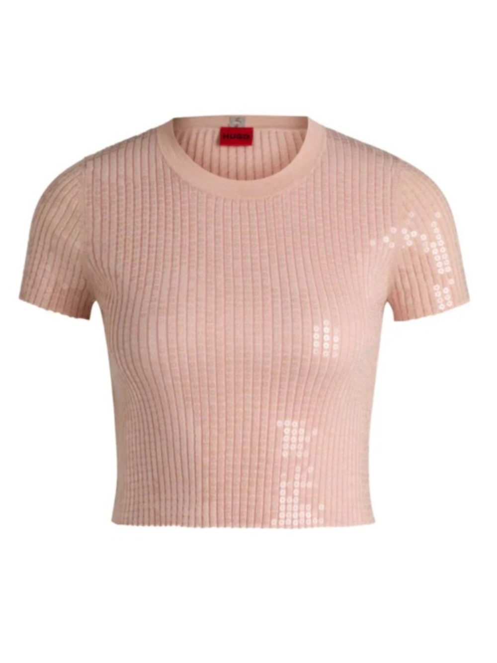 Hugo Ribbed Sweater With Transparent Sequins In Slim Fit